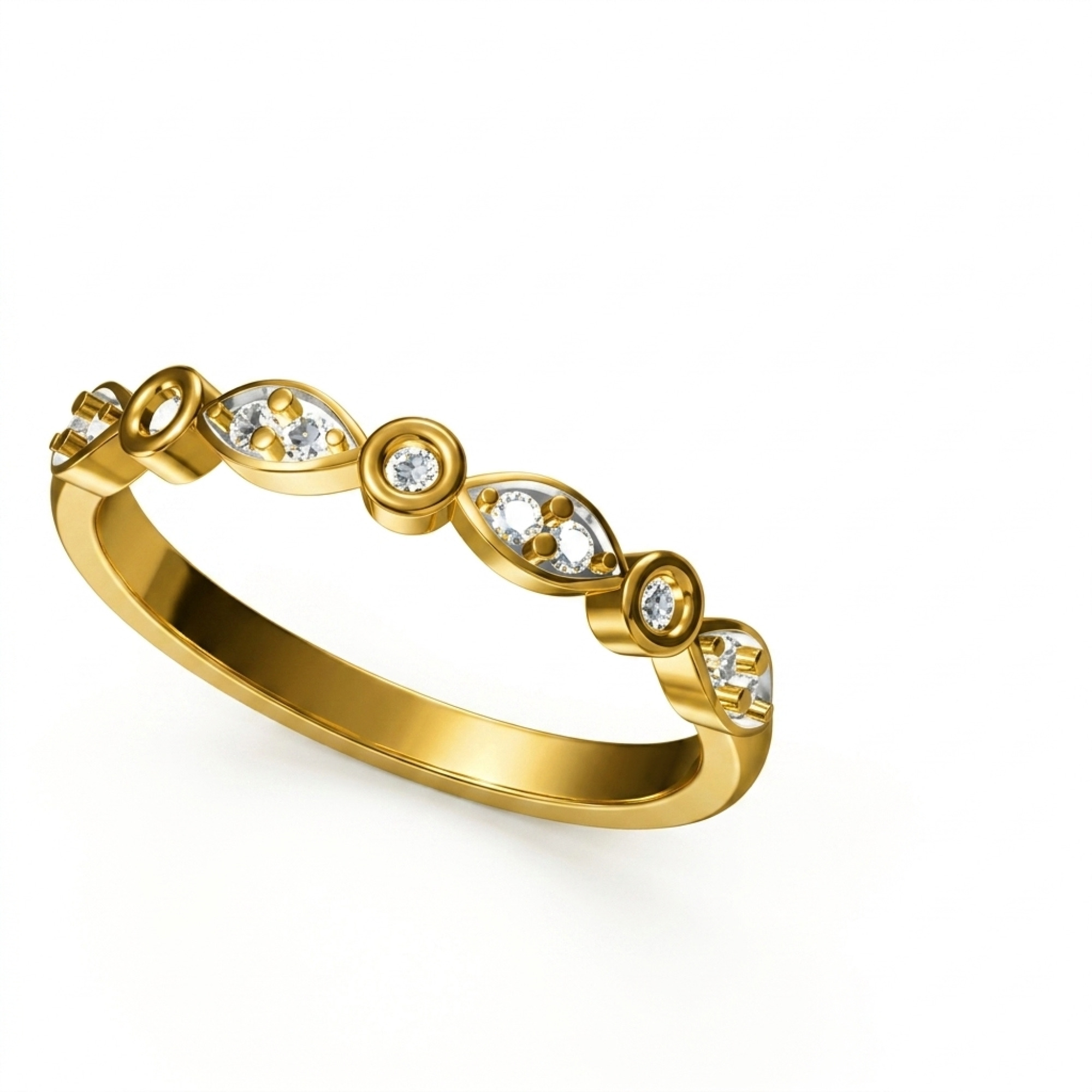 Marquise & Bezel Alternating Diamond Band
