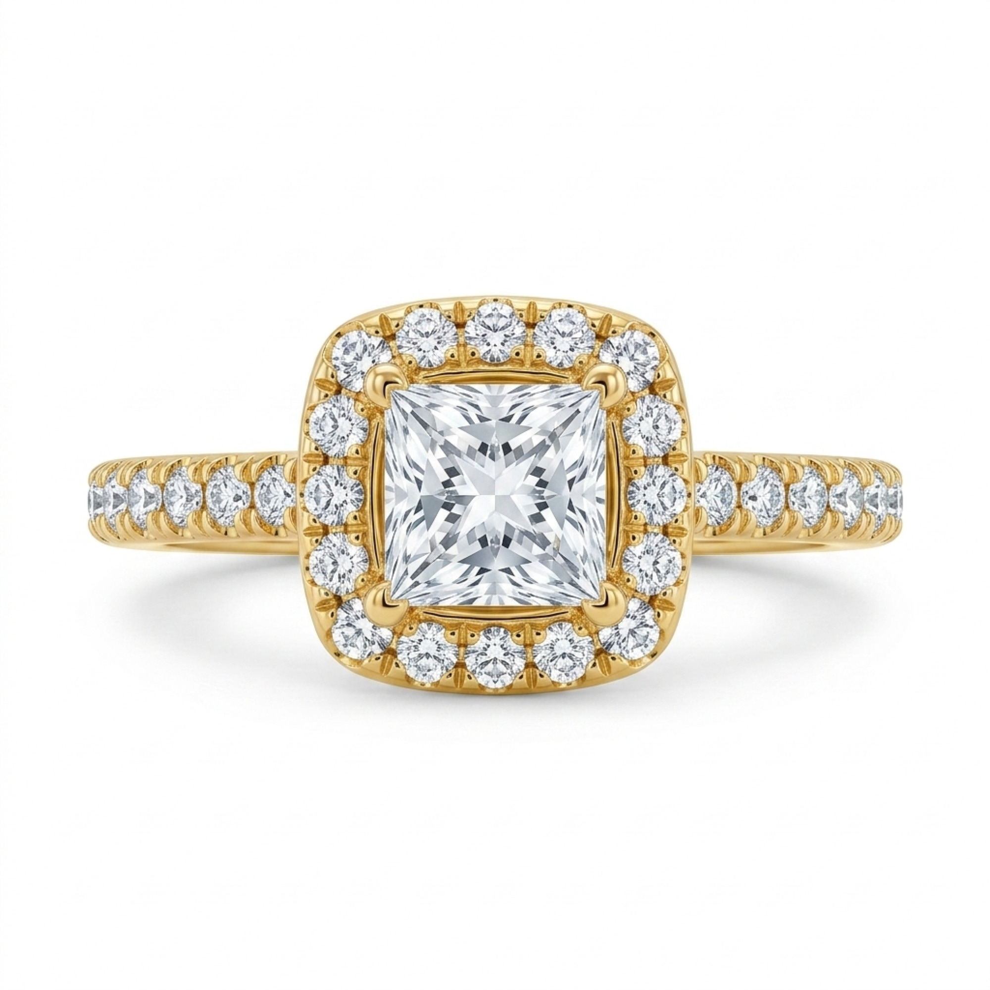 Princess Cut Halo Diamond Engagement Ring