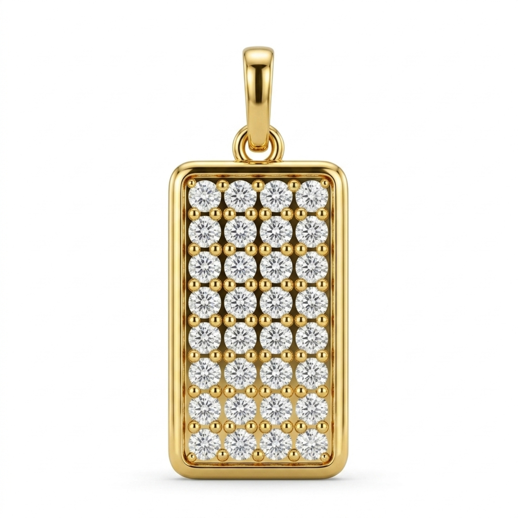 18K Gold Diamond Dog Tag Pendant