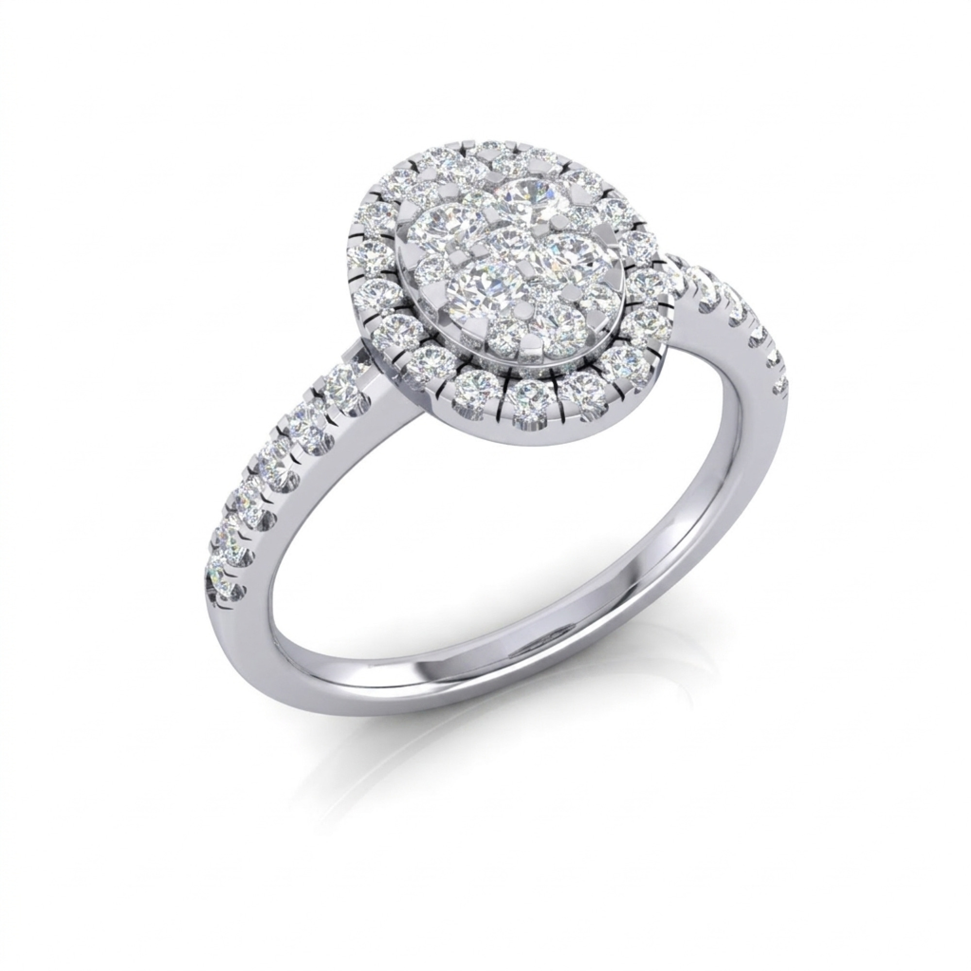 Oval Halo Cluster Ring