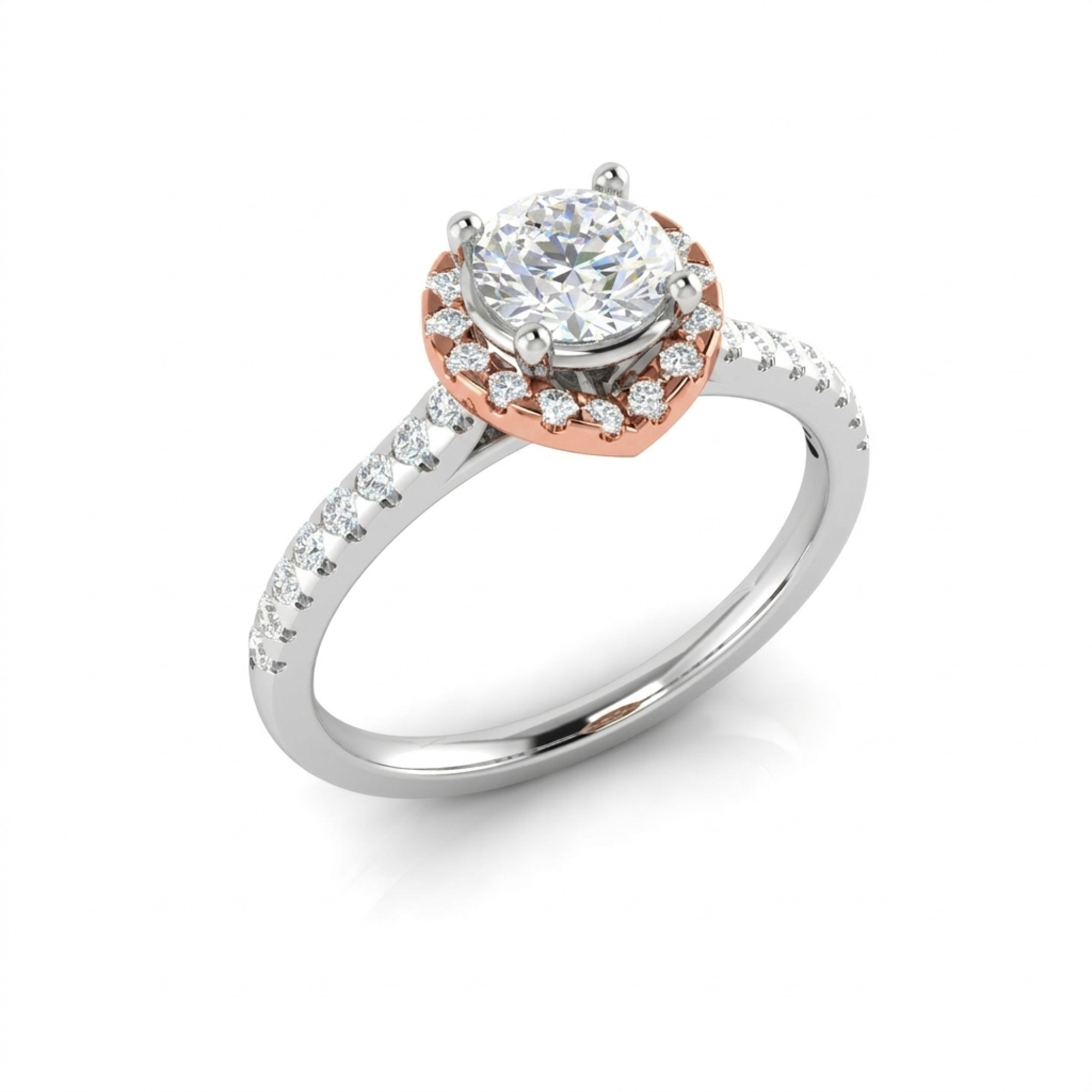 Two-Tone Halo Diamond Engagement Ring