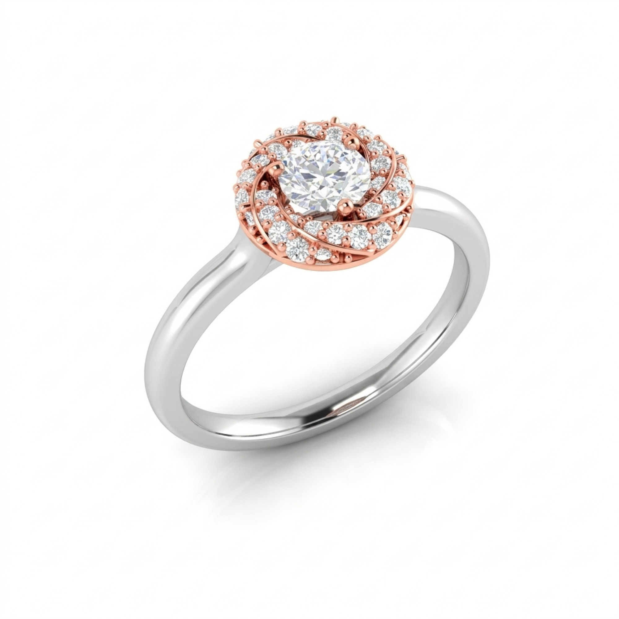 Swirl Double Halo Diamond Engagement Ring