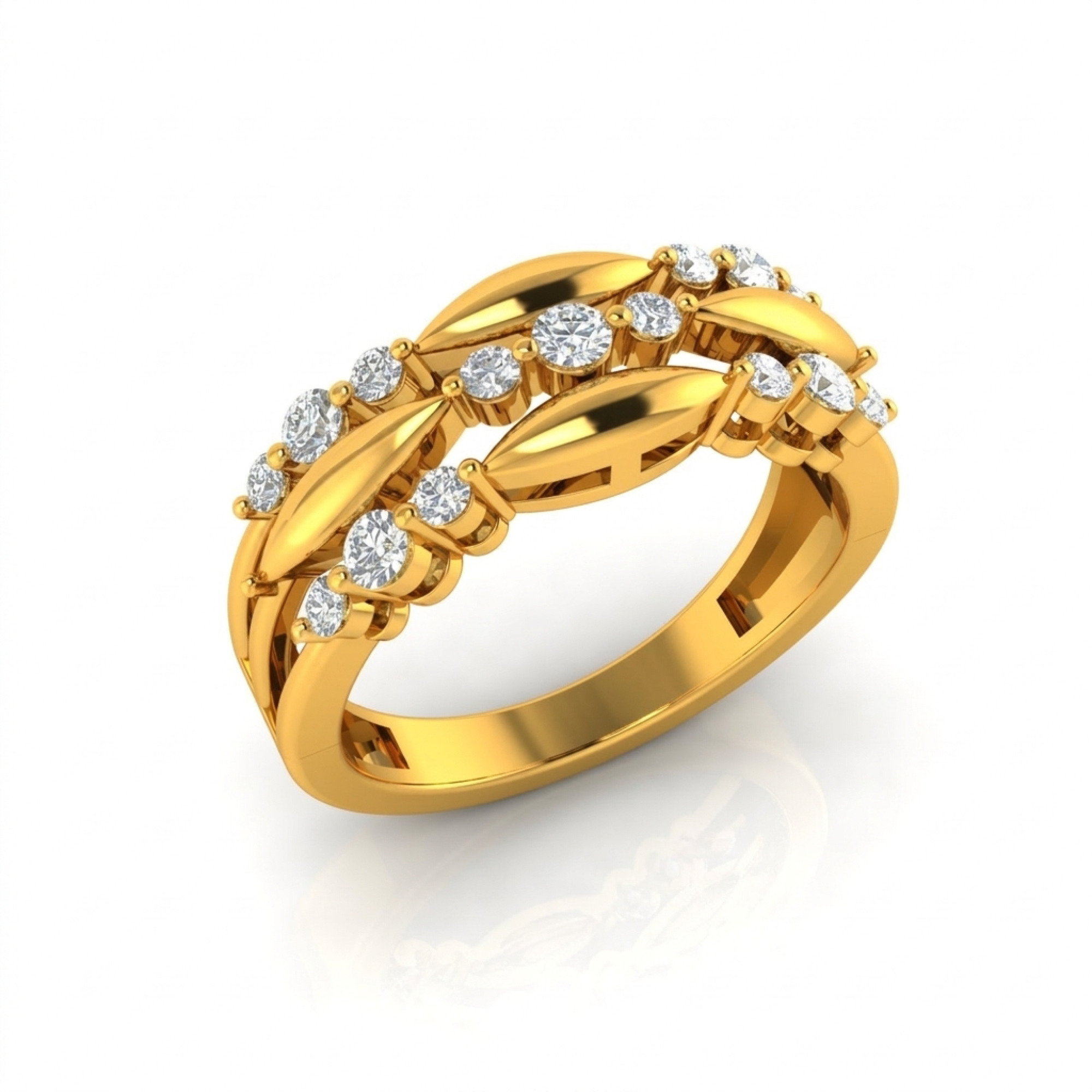 Leaf Motif Diamond Half Eternity Band