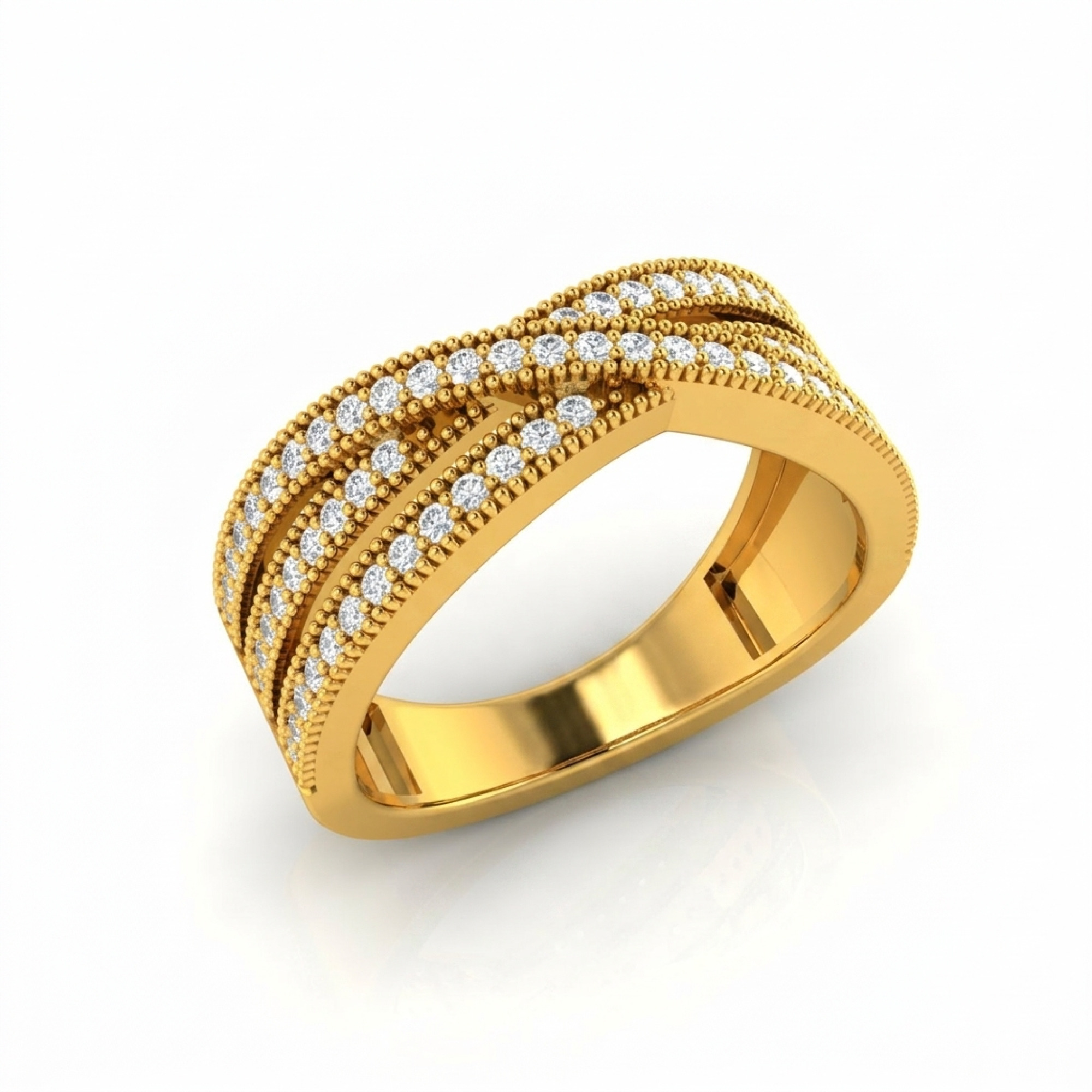 Crossover Milgrain Diamond Band Ring