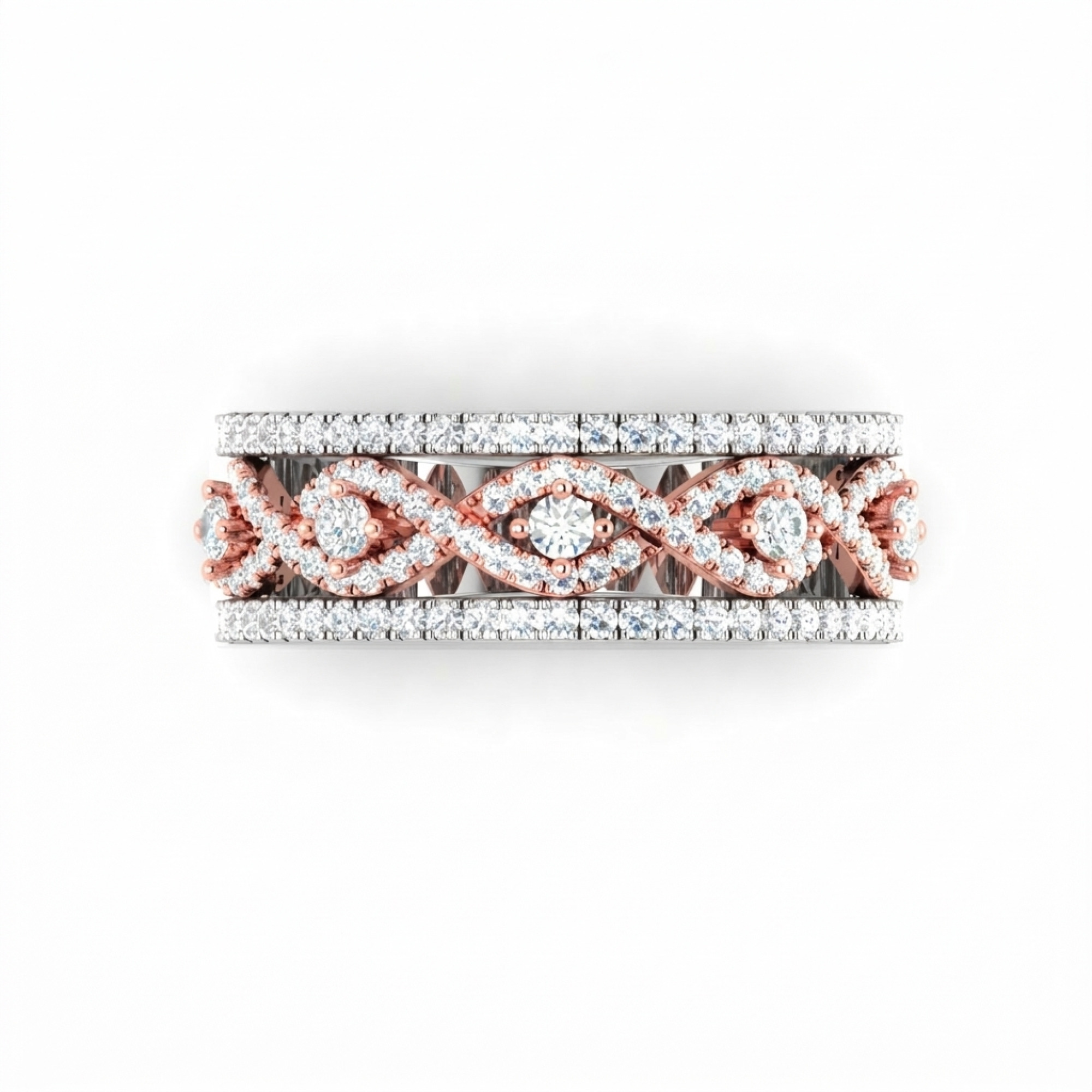 Two-Tone Marquise Cluster Diamond Band Ring