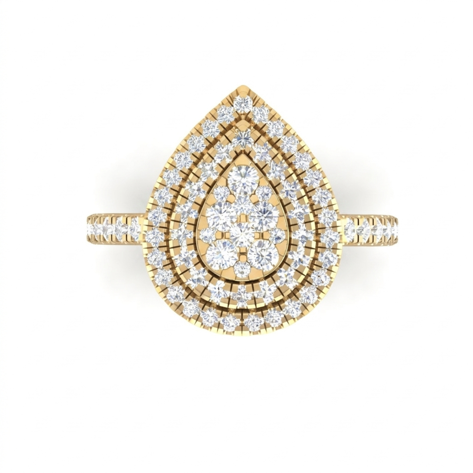 Double Cushion Halo Cluster Diamond Ring