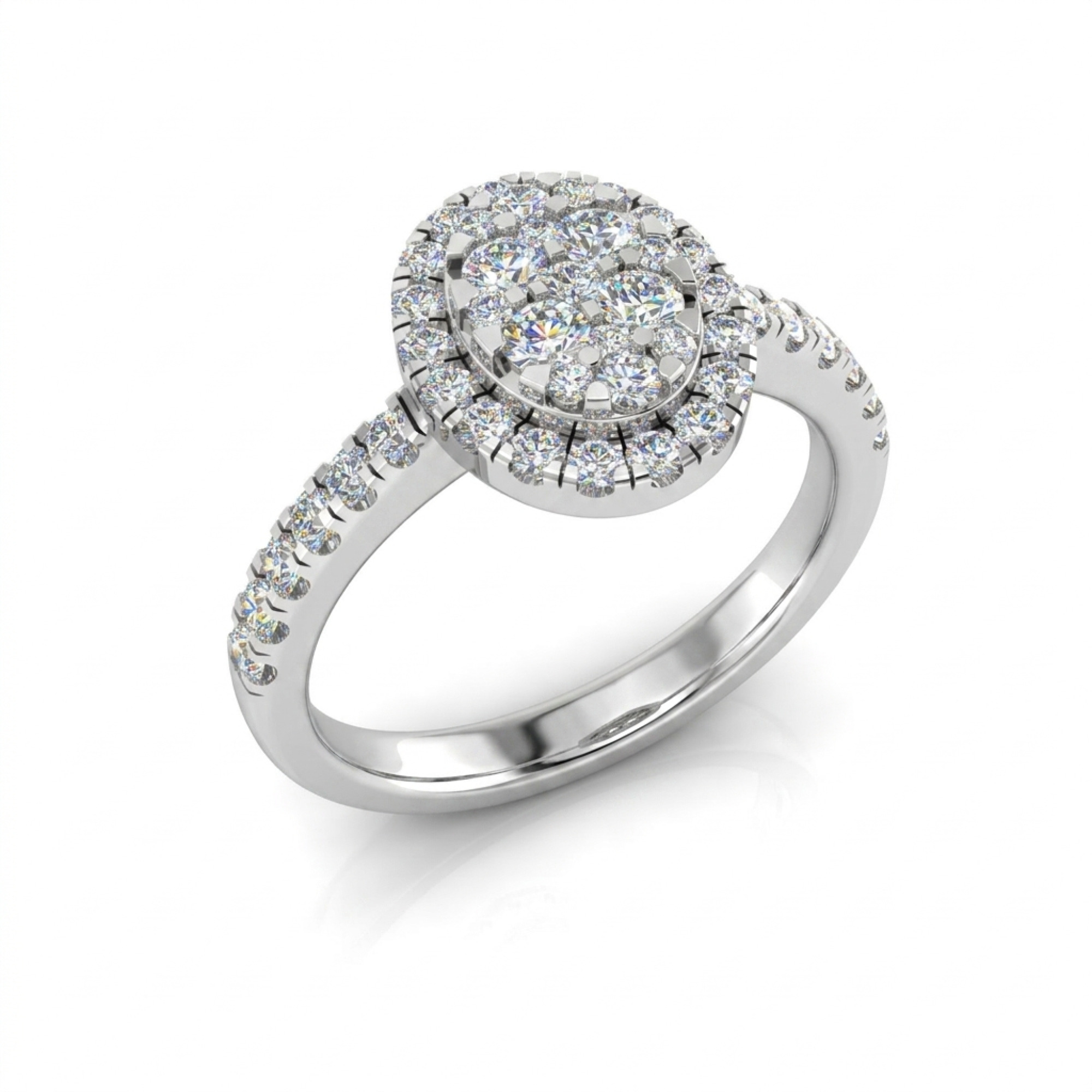 Oval Cluster Halo Diamond Ring