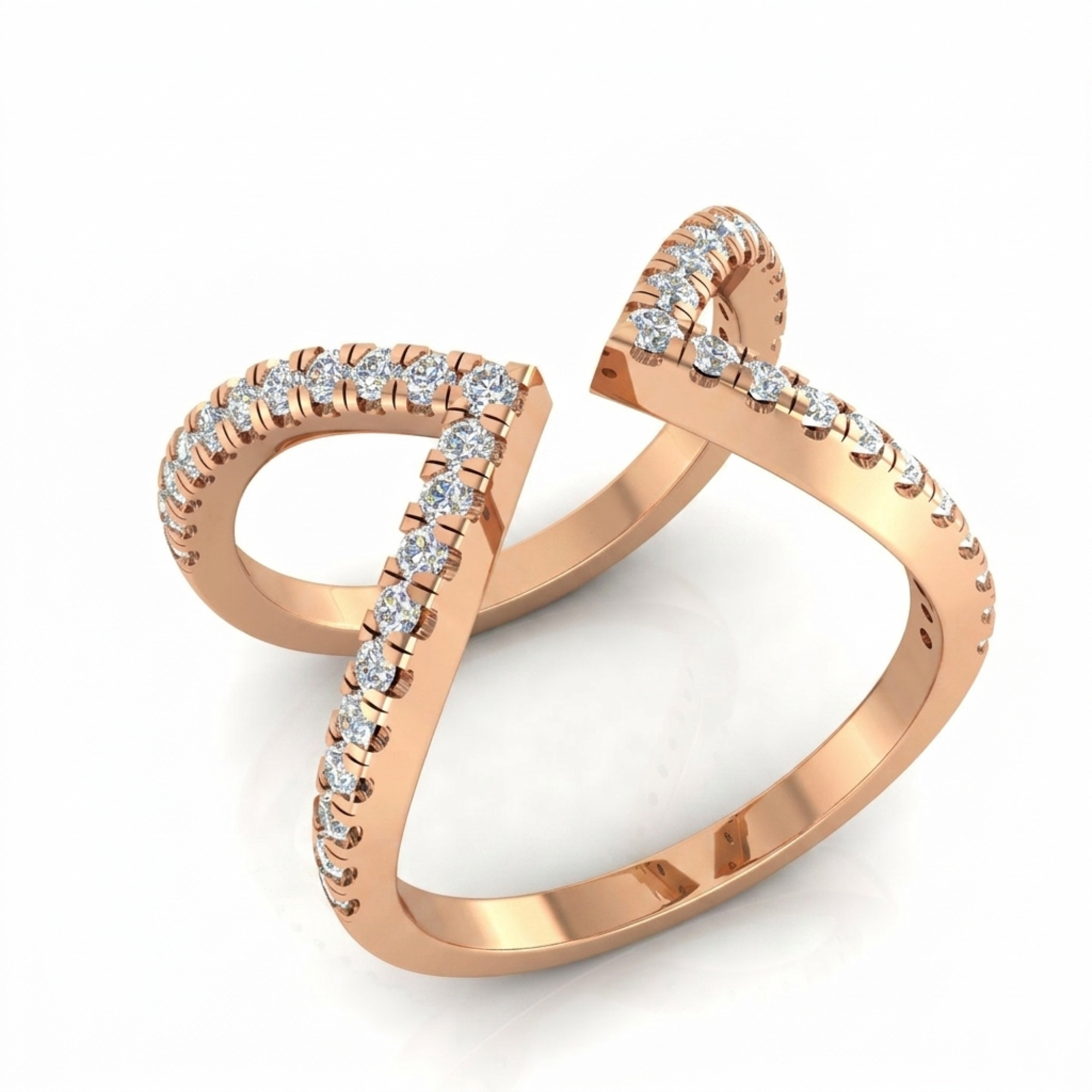 X Crossover Diamond Band Ring