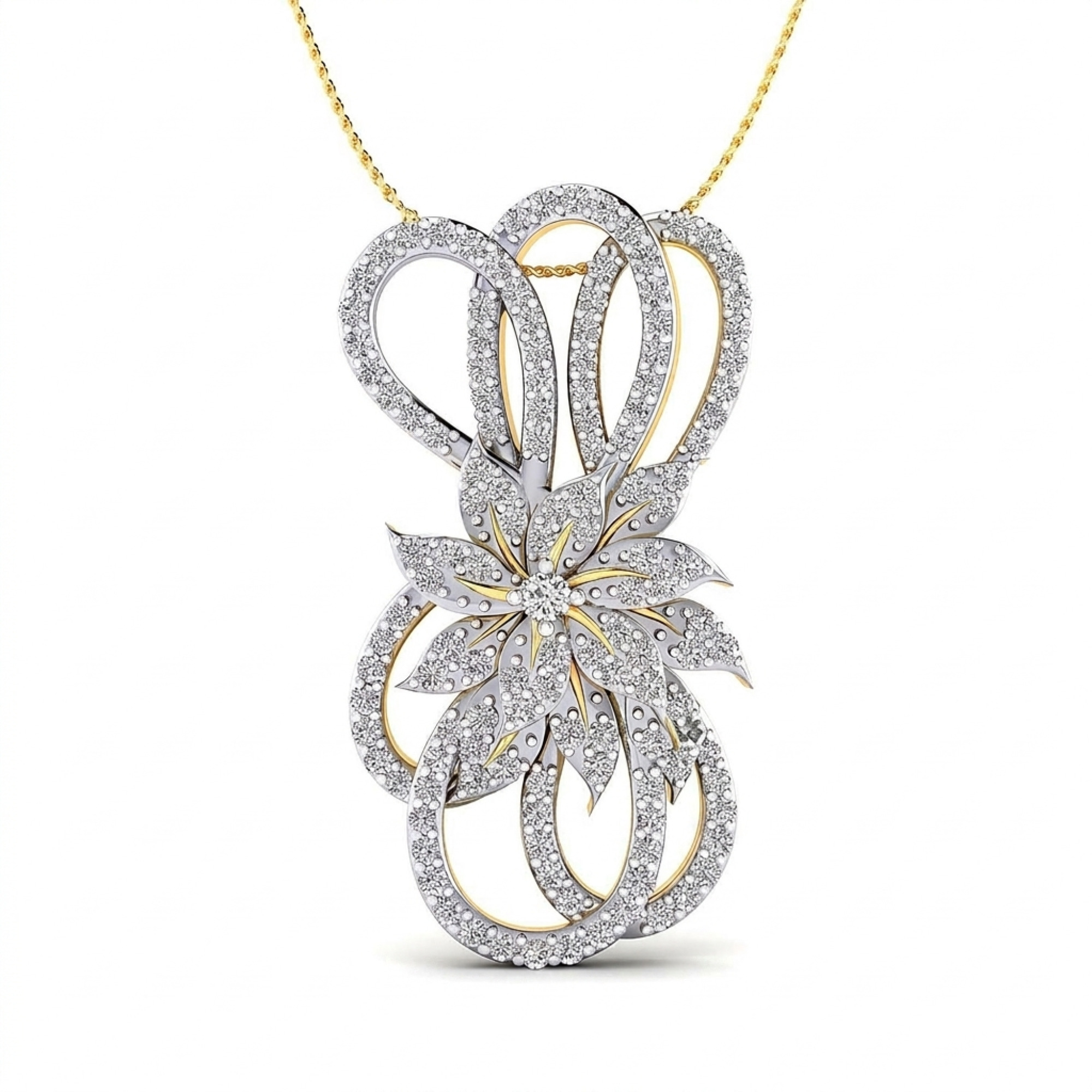 Floral Ribbon Diamond Pendant