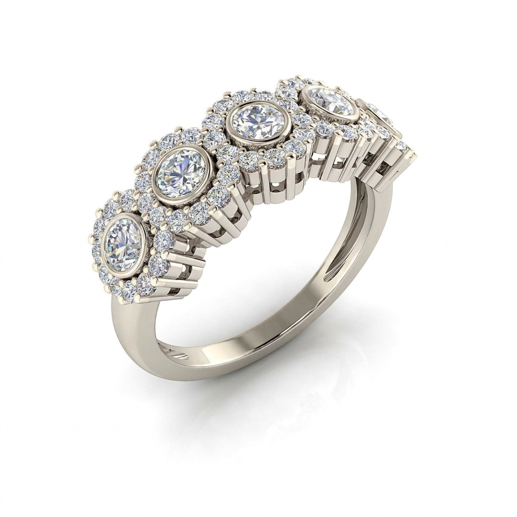 Halo Cluster Bezel Eternity Band