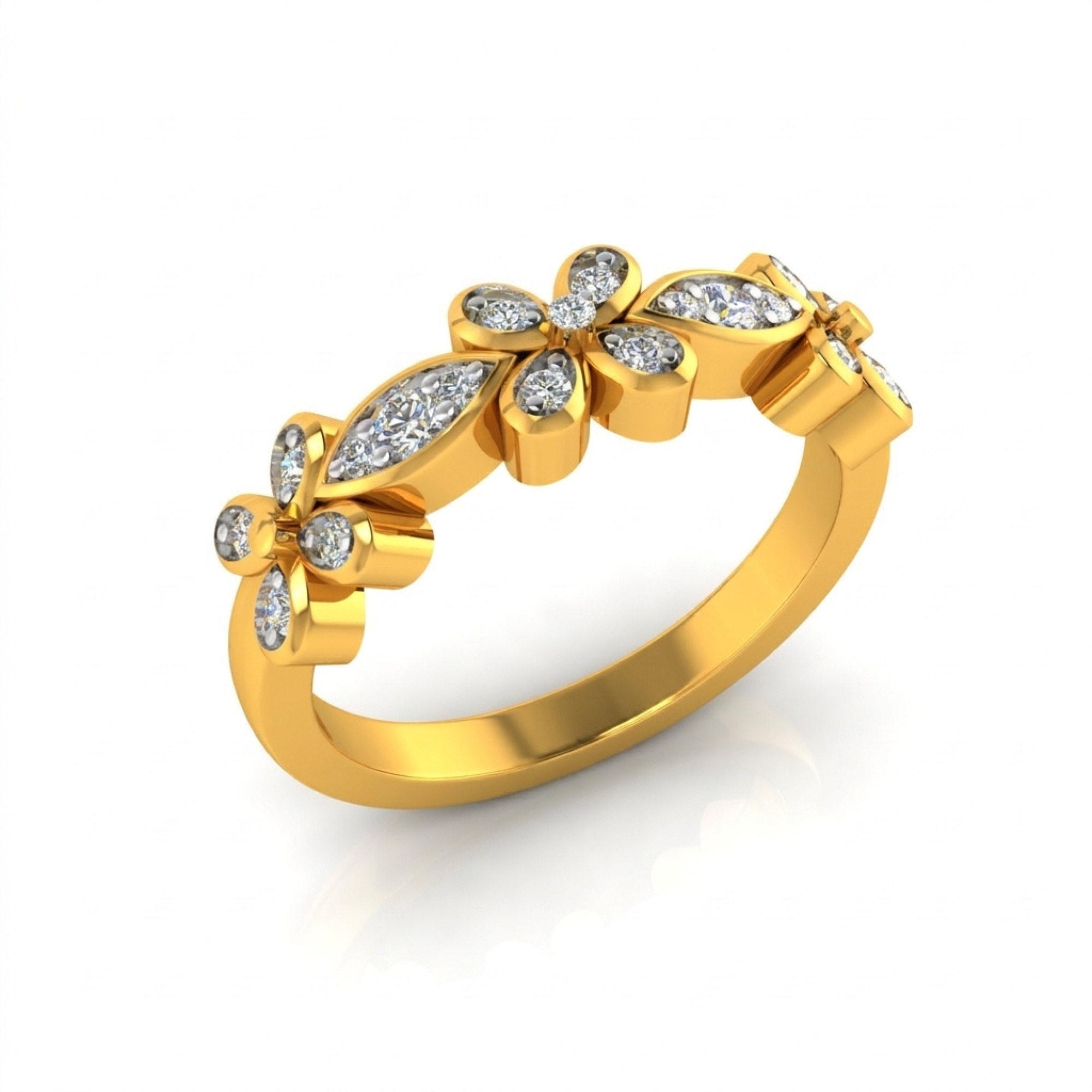 Floral Cluster Diamond Band Ring