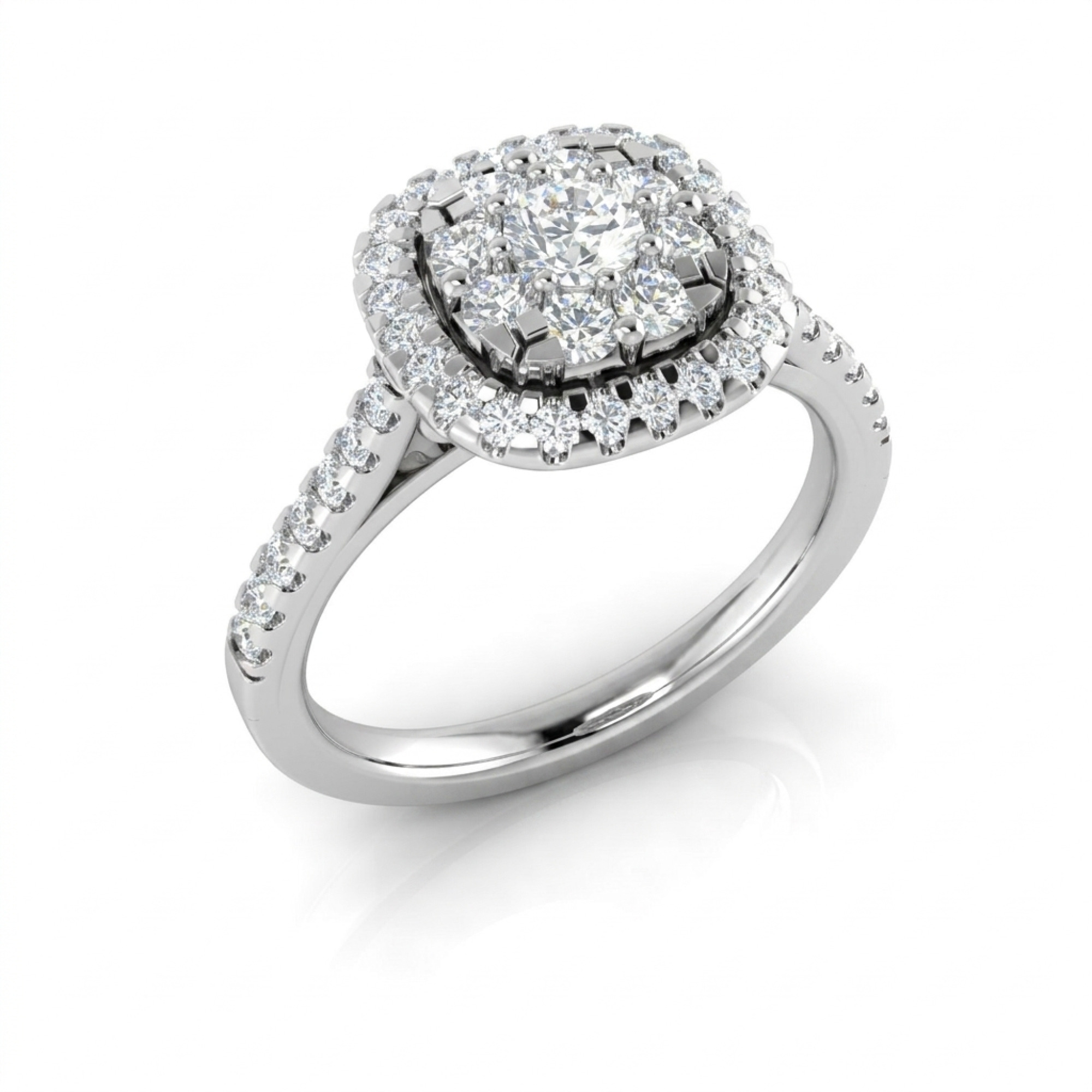 Cushion Halo Cluster Diamond Engagement Ring
