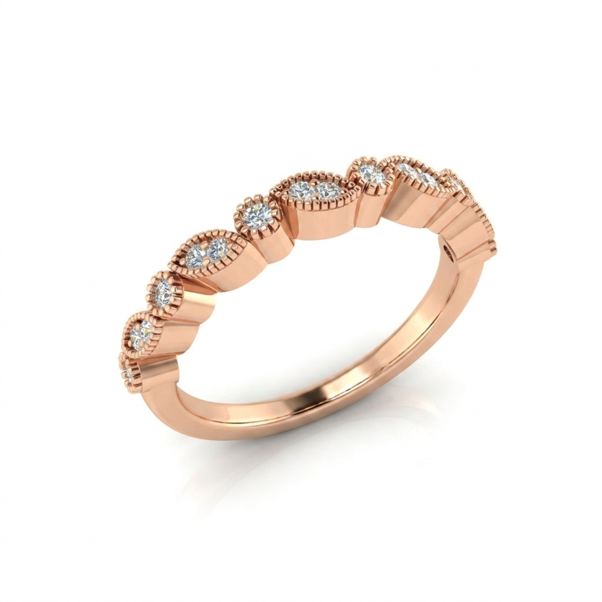 Rose Gold Milgrain Half Eternity Band