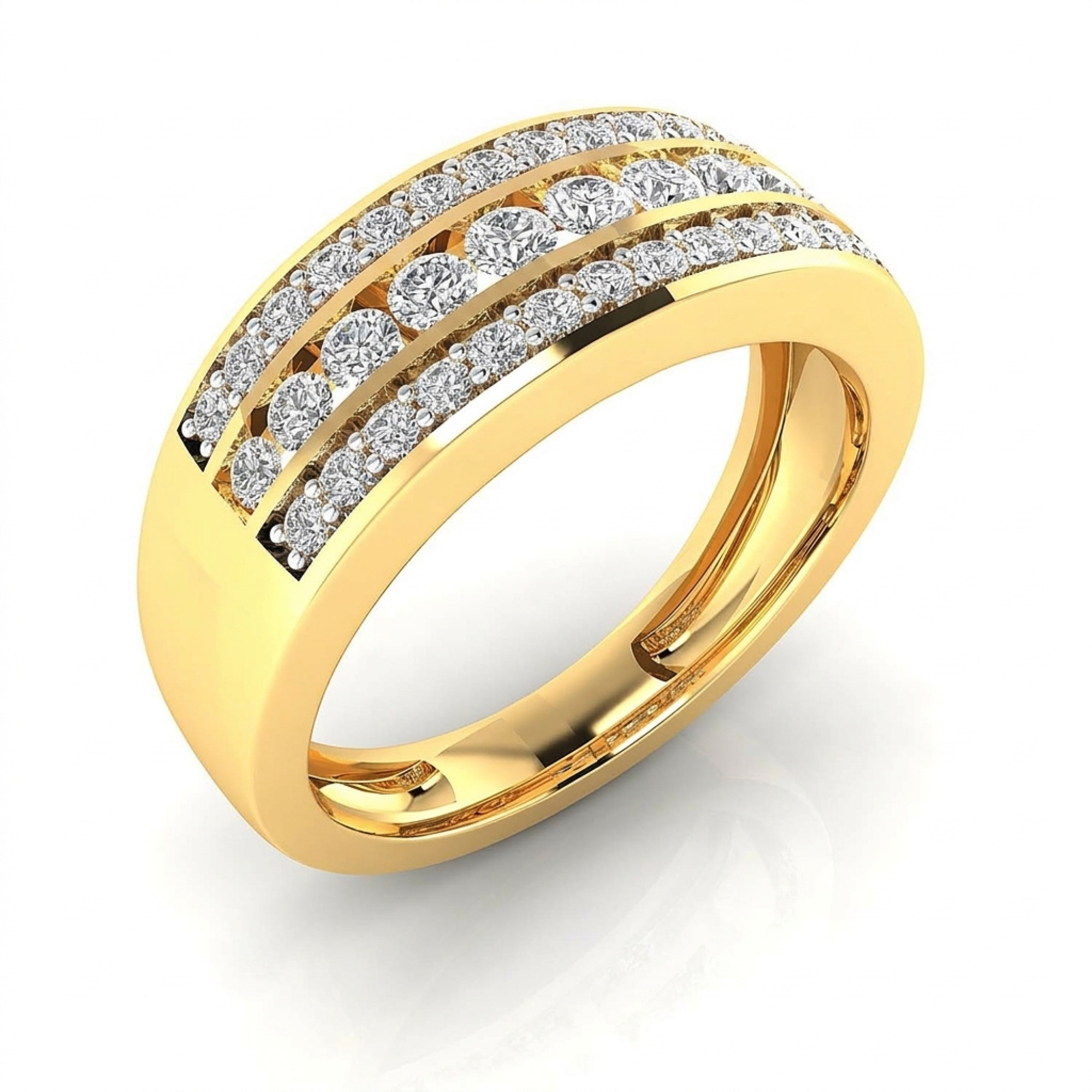 Triple Row Graduated Diamond Band Ring