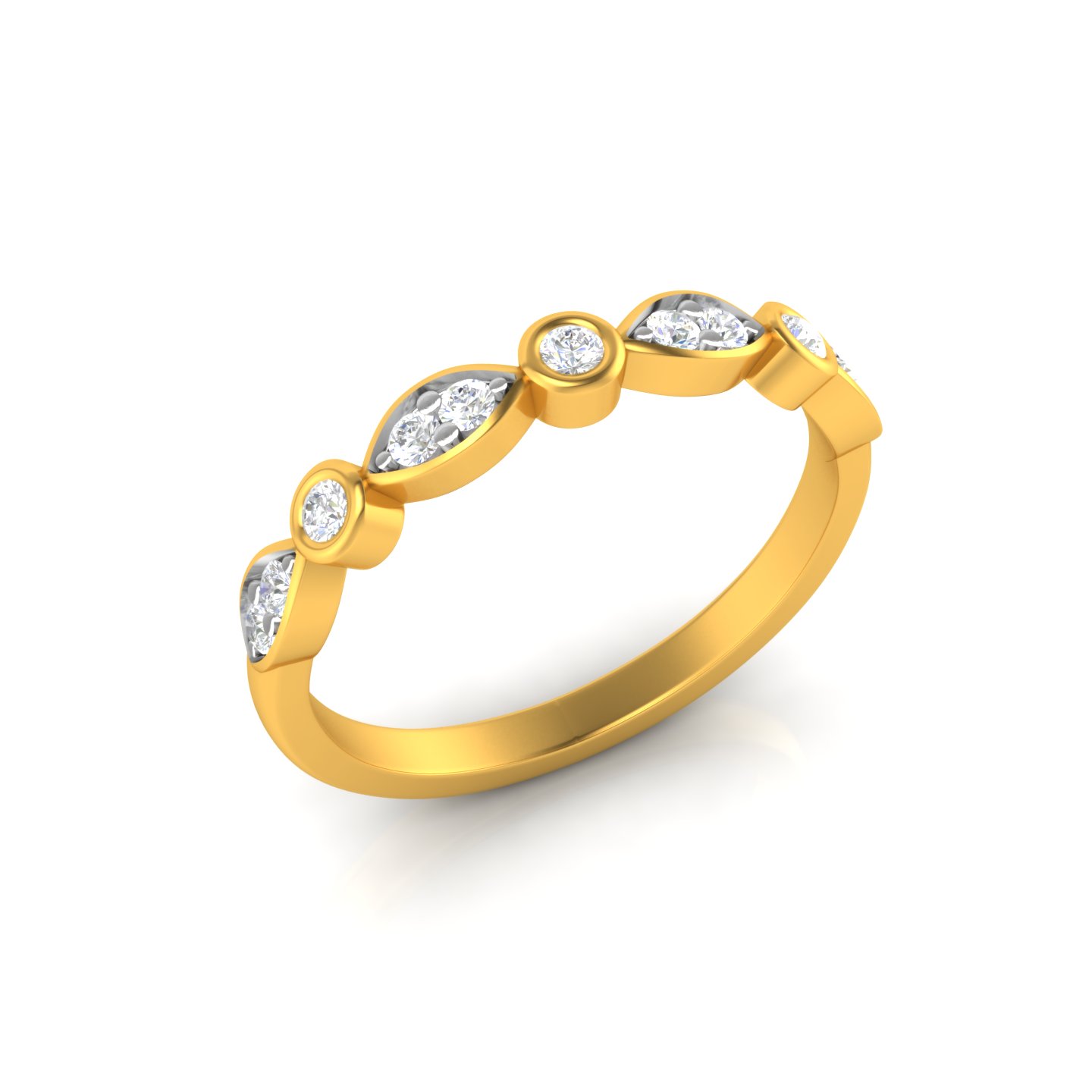Graduated Bezel & Marquise Diamond Stackable Band