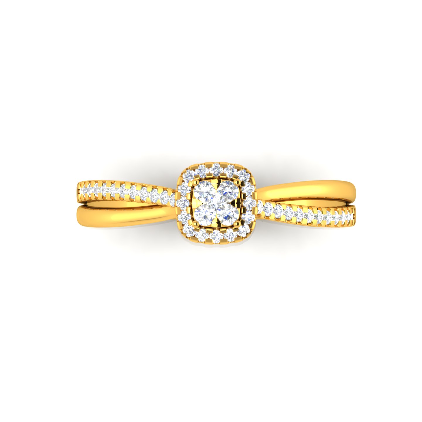 Cushion Halo Crossover Diamond Bridal Ring Set