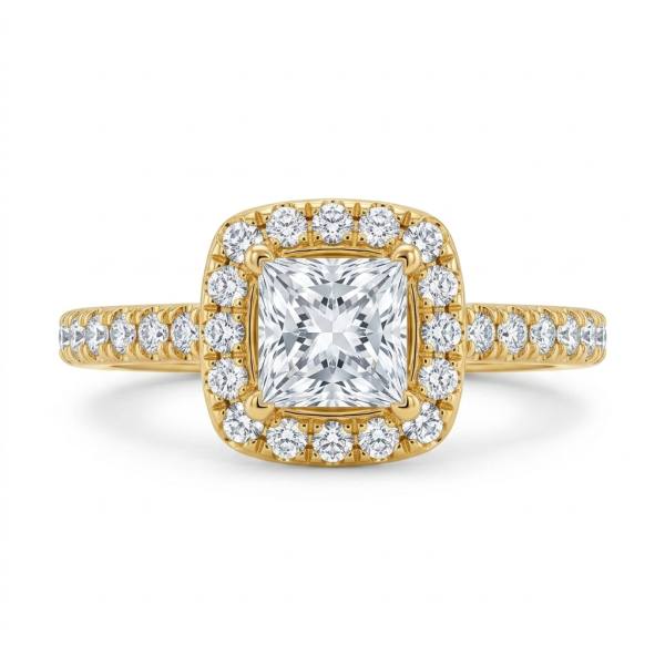 Princess Cut Halo Diamond Engagement Ring