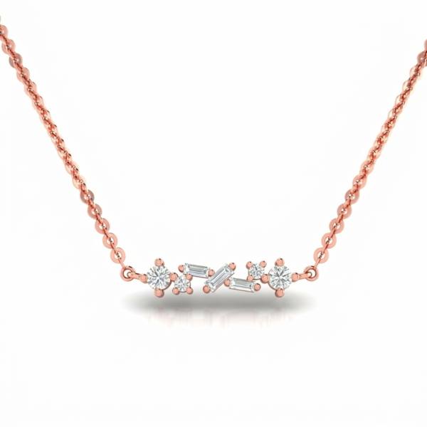 Baguette & Round Diamond Bar Necklace