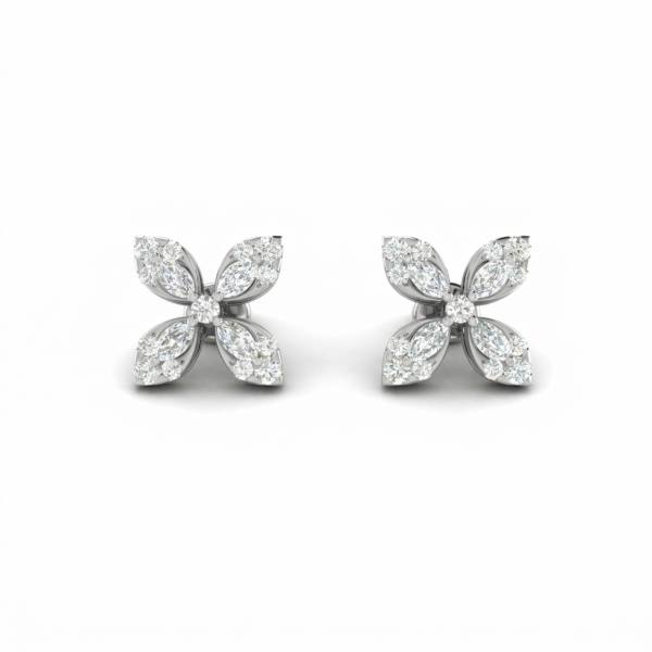 Butterfly Marquise & Round Diamond Stud Earrings