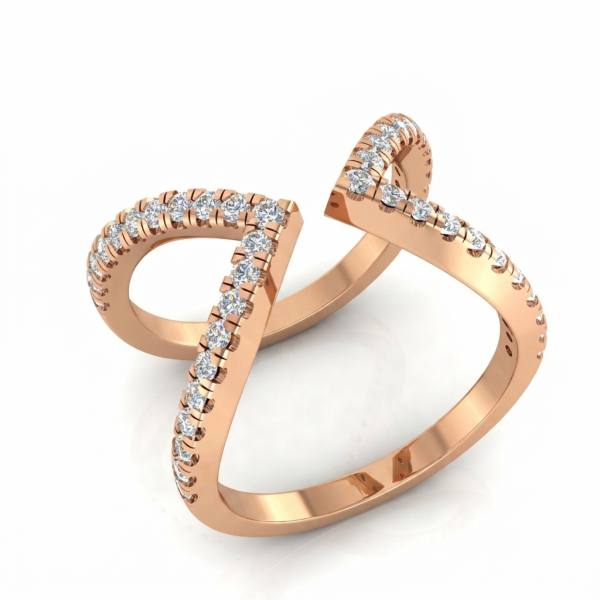 X Crossover Diamond Band Ring