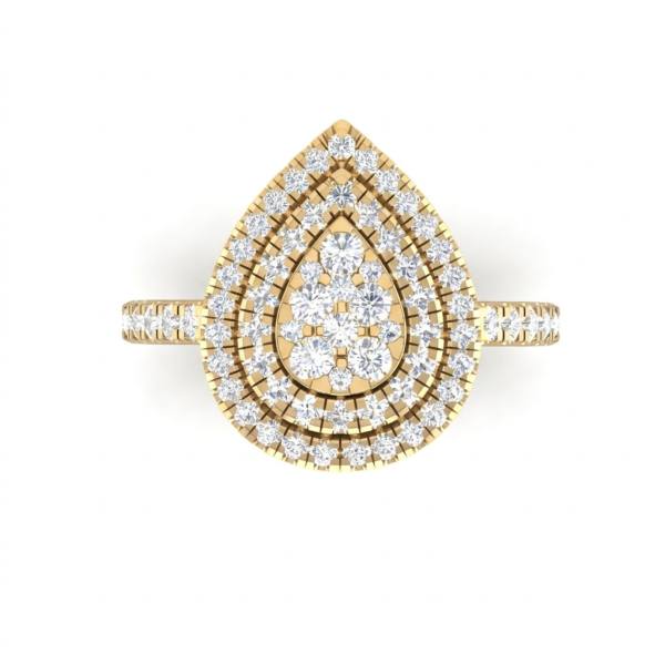 Double Cushion Halo Cluster Diamond Ring