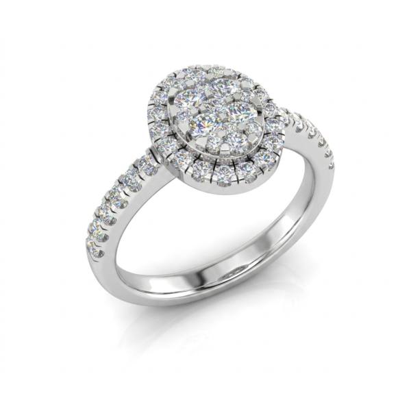Oval Cluster Halo Diamond Ring